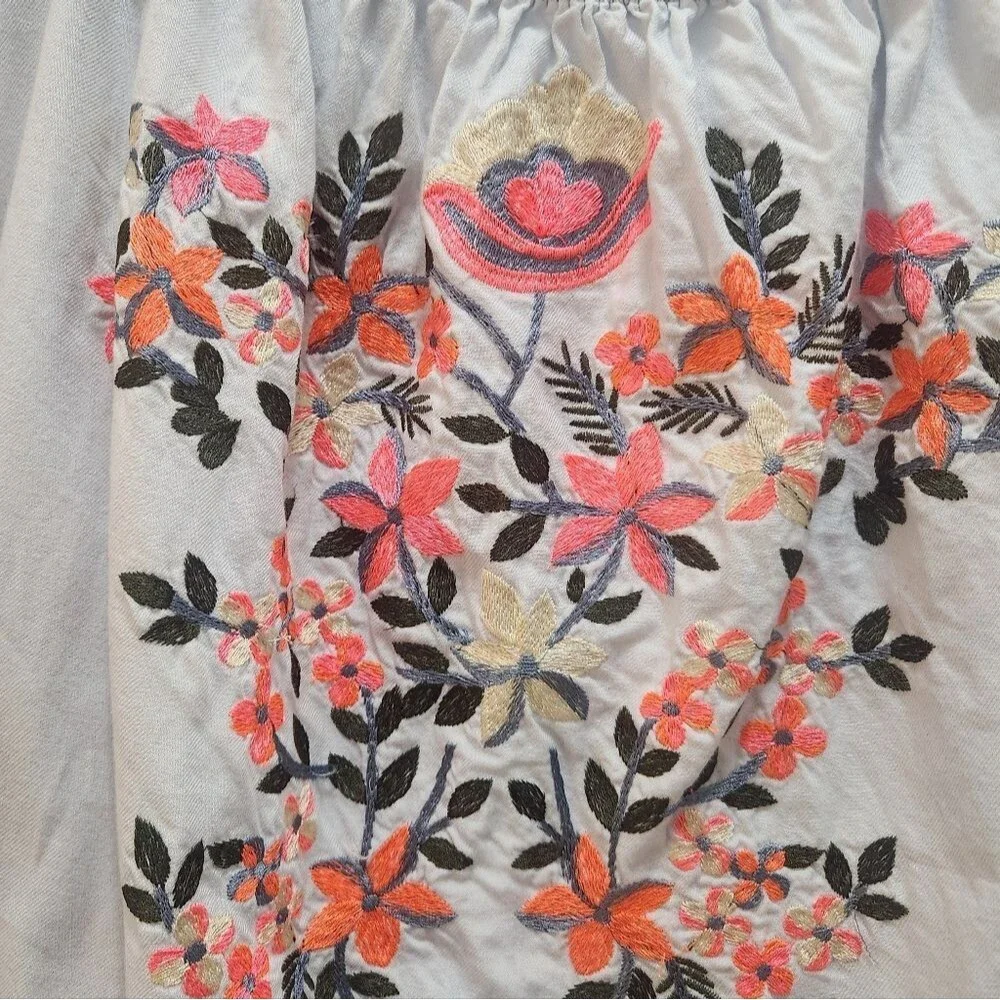 Free People Off The Shoulder Fleur De Jour Embroidered Mini Dress Women's Size S